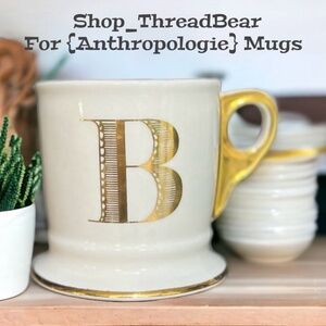 Classic "B" {Anthro} Gold Initial Coffee Mug | Anthropologie Monogram Tea Cup